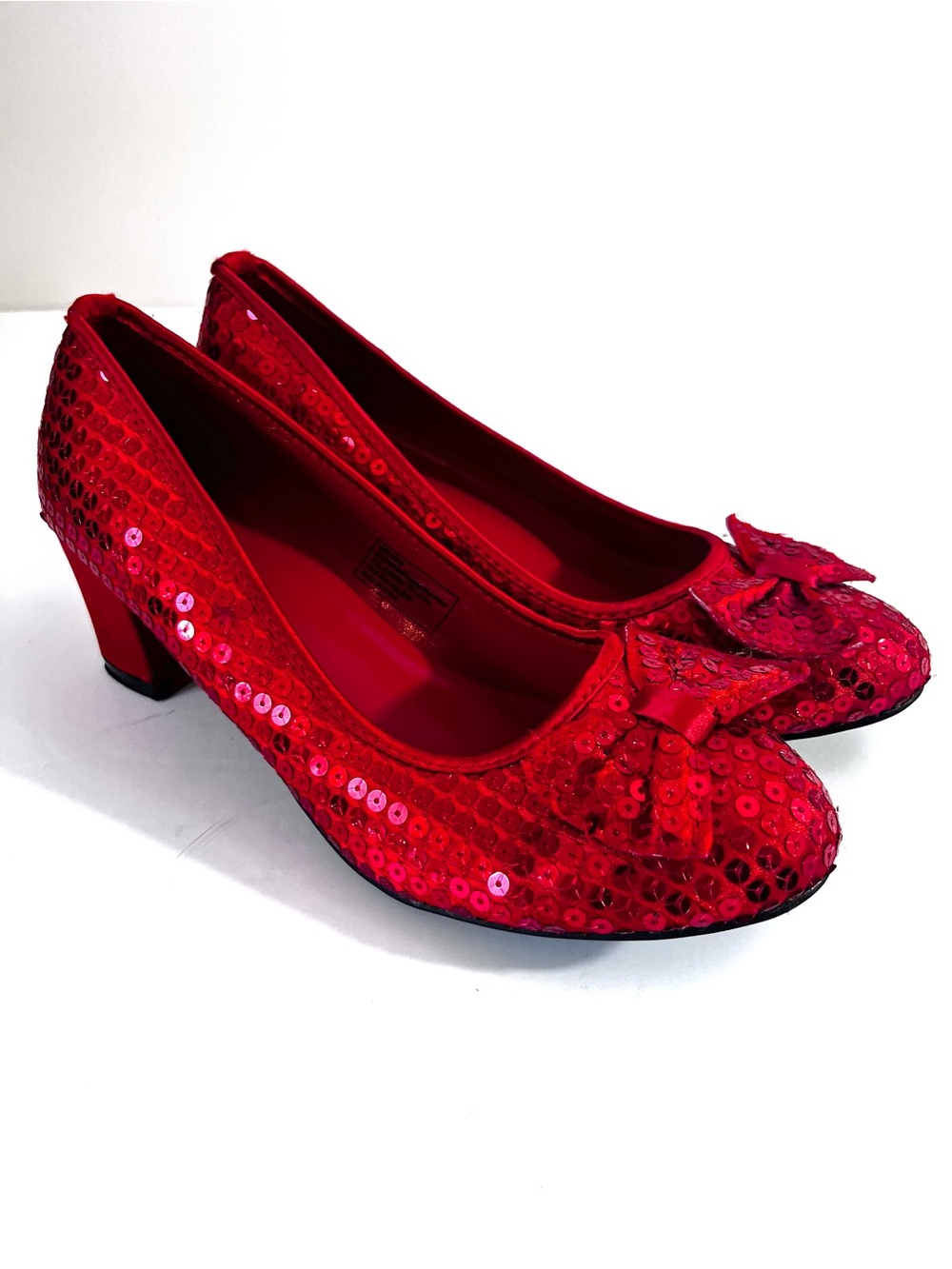 Rubies Costume Company Red Sequined Pump Bow Sparkly Low Heel Dorothy Shoe 7
